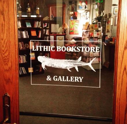 The front door of Lithic Bookstore & Gallery.