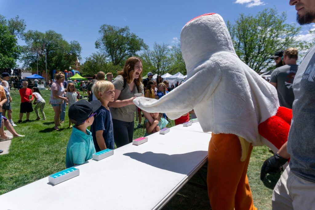 Children eating peeps at Mike the Headless Chicken Festival