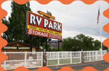 A picture of the Monument RV Park sign.